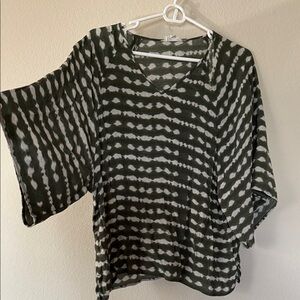 Westbound Olive and White Striped Blouse